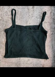 Fyk Dark Green Ribbed Tank Top