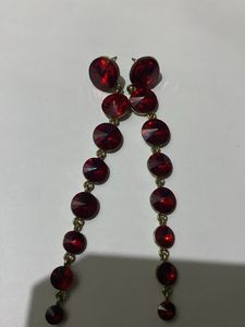Red Gemstone Dangle Earrings
