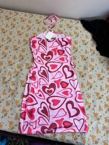 Pink Hearts Halter Neck Dress