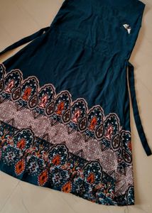 Green Dress with Border Print