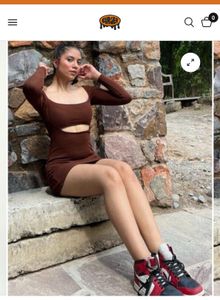Brown Cutout Mini Dress