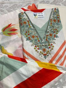 V-Neck Unstiched Suit - 100% COTTON