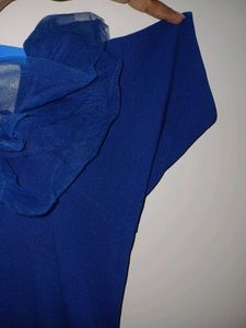 Blue Ruffled Long Dress