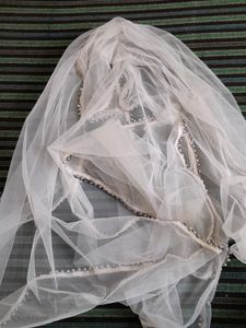 White Net Dupatta With Beautiful Less
