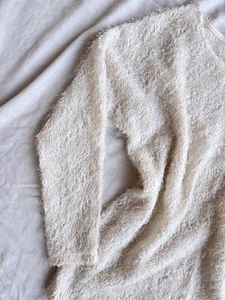 White Fuzzy Knit Sweater