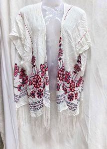 242011. Floral Embroidered White Shrug