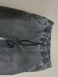 Gray Denim Jogger Pants