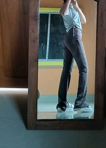 Grey Y2K Flared Jeans