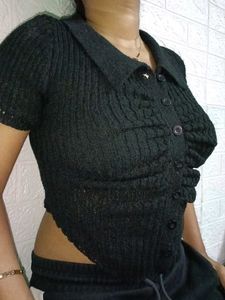 Textured Knit Cropped  Top