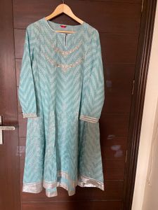 W Sky Blue Anarkali Low High Festive Kurta (16)x