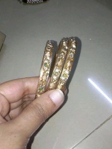 Golden Sparklee Bangles Set Of 3