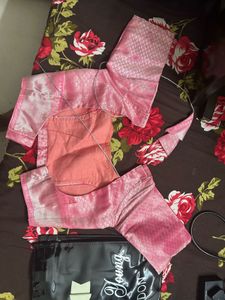 Pink silk Saree
