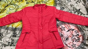Zara women Creamy Red Quilted Jacket