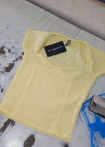 Yellow Sweetheart Neck Crop Top