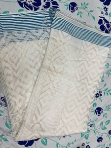 White Self Design Saree