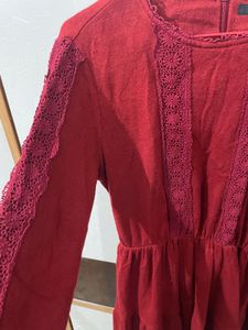 Red Lace Detail Dress