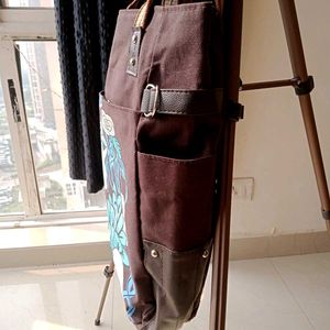 Brown Graphic Tote Bag