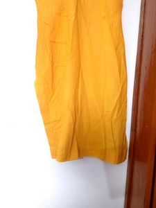 Yellow Embroidered Sleeveless Kurti