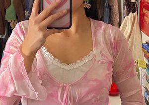 Pink Aesthetic Mesh Top