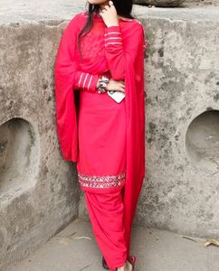 Hand Embroideried Red Punjabi Salwar Suit.