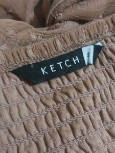 KETCH Casual One Shoulder Sleeves Self Design Wome