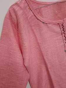 Pink Embroidered Kurta
