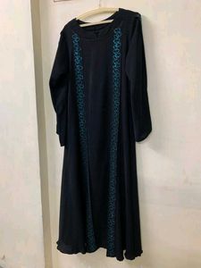 Black Burqa With Blue stones