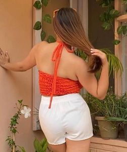Rose Patterned Halter Neck Top