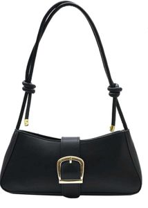 Chic Black Buckle Y2K Shoulder Bag