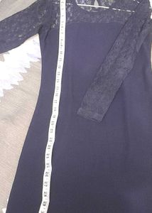 segsy dark blue lace work full sleeve dress