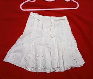 White Eyelet Mini Skirt