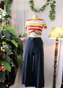 Navy Blue Wide Leg Pants