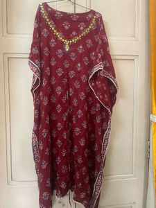 RED BANDHEJ KAFTAN KURTI