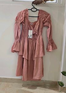 Stylish Pink Long Sleeve Dress