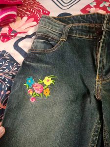 Floral Embroidered Jeans Y2K fashion