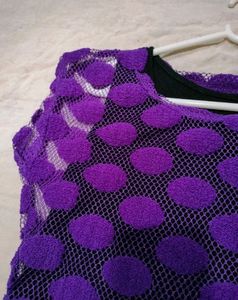 Purple Polka Dot Top With Black Inner