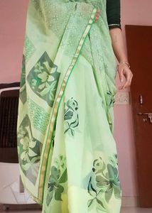 Green Printed Saree