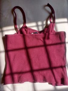 Ribbed Burgundy Crop Tank Top
