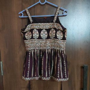 Plum Embroidered Pant Set