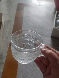 Vintage Glass Teacup &amp; Saucer Set