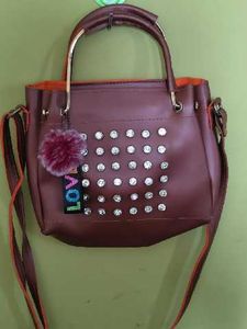Brown Embellished Handbag