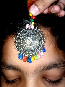 Oxidised Multi Colour Earrings With Mangtikka 🖤🌈