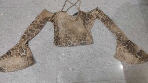 Leopard Printed Sheer Y2k Top