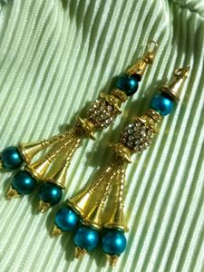 Teal &amp; Gold Beaded Tassels
