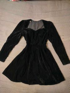 Black Velvet Long Sleeve Dress