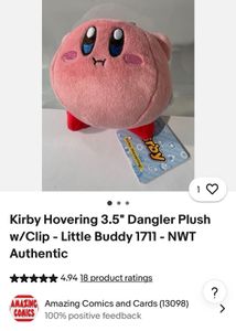 Kirby Hovering 3.5&#34; Dangler Plush w/Clip - Little
