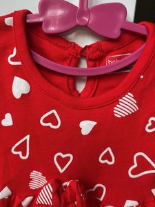 Cute Little Red Heart Baby Girl Frock