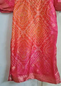 Chanderi SILK Bandhani Short Kurti
