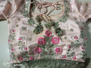 pink fully embroidery work lehenga