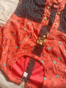 Coral &amp; Black Floral Top